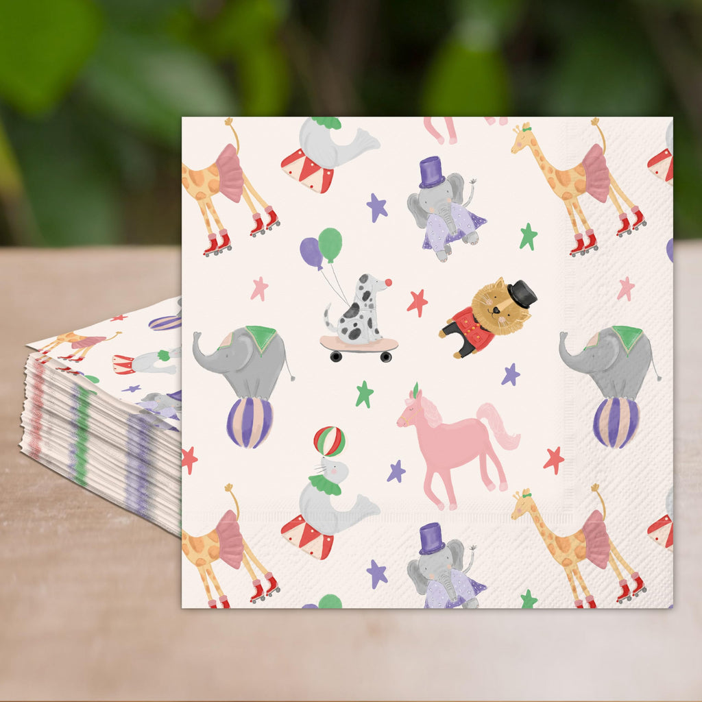 Cheerland Circus Napkins – 50 Pcs Disposable Circus Theme Party Napkins for Kids