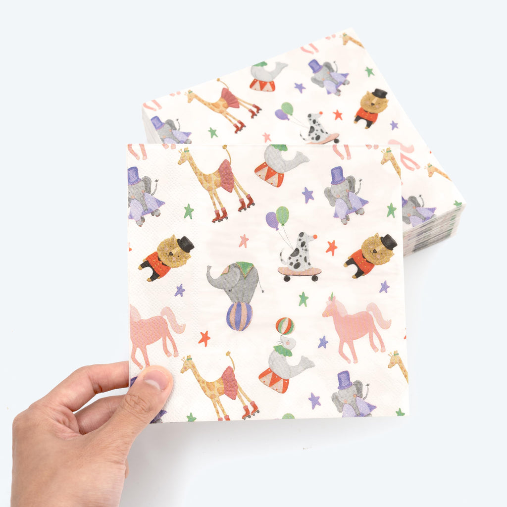 Cheerland Circus Napkins – 50 Pcs Disposable Circus Theme Party Napkins for Kids