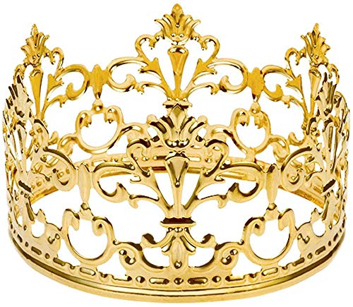 Chengcaifengye Vintage Gold Crown Cake Topper – 3.97 in Dia, 2.28 in H | Birthday & Wedding Decor