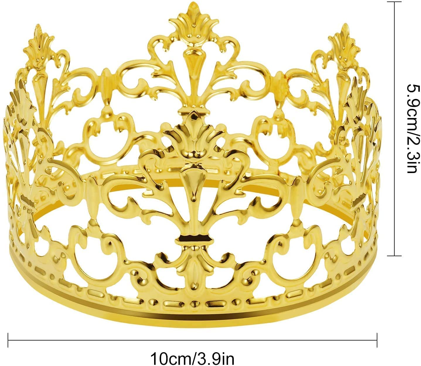 Chengcaifengye Vintage Gold Crown Cake Topper – 3.97 in Dia, 2.28 in H | Birthday & Wedding Decor
