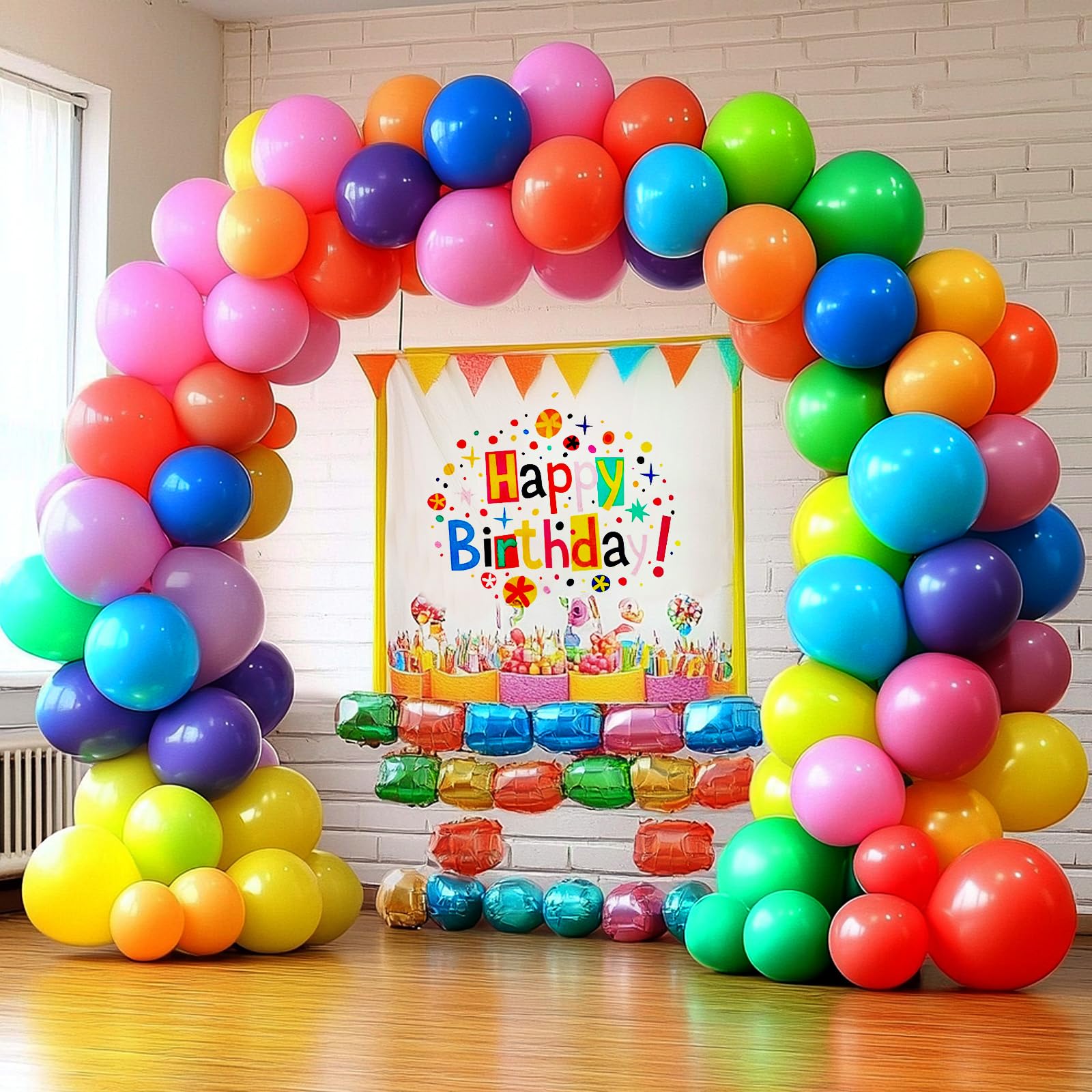 Chibon 105pcs Rainbow Latex Balloons – 12in Assorted Color Party Decor