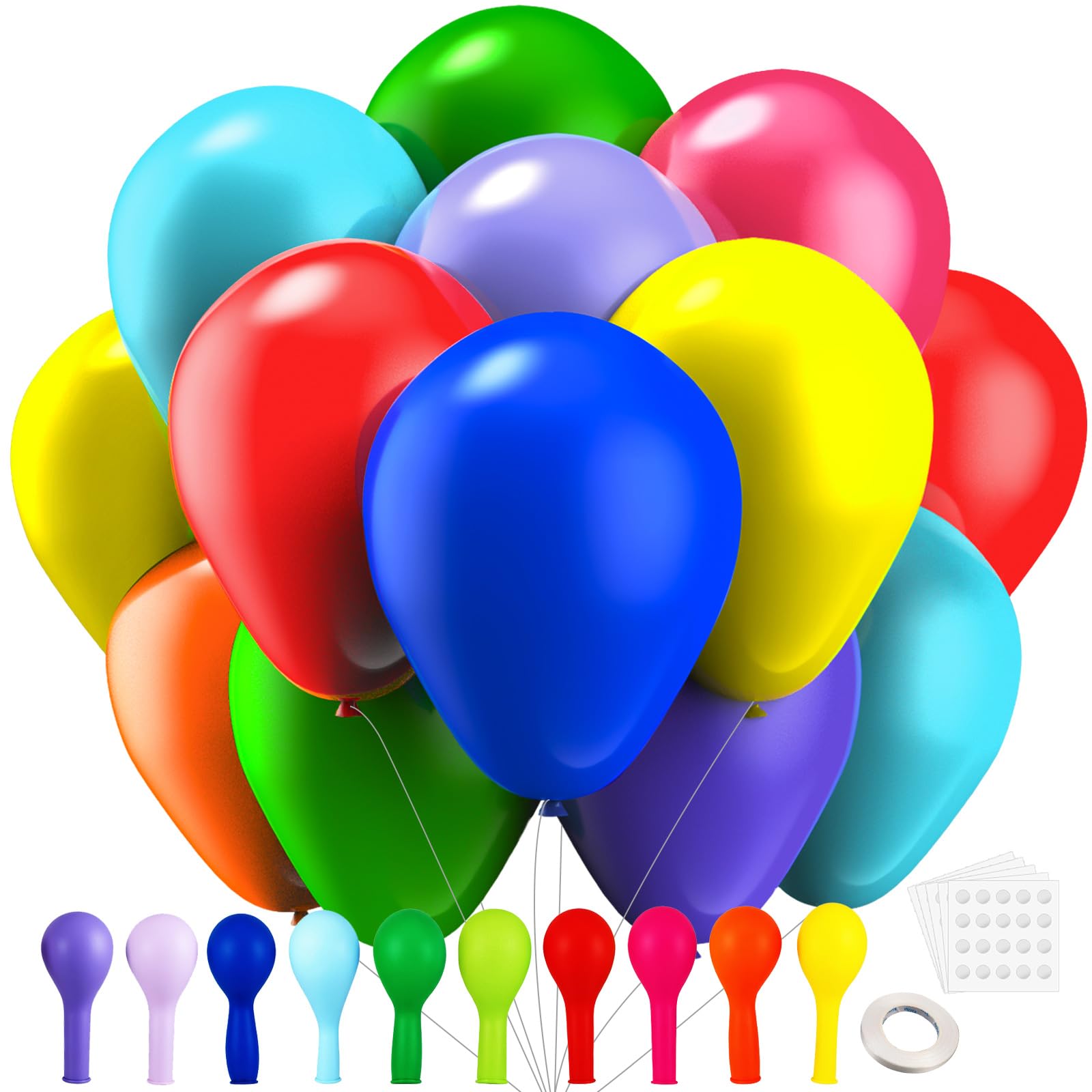Chibon 105pcs Rainbow Latex Balloons – 12in Assorted Color Party Decor