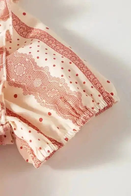 Polka Dot Puff Sleeve Tie Neck Blouse Women UK