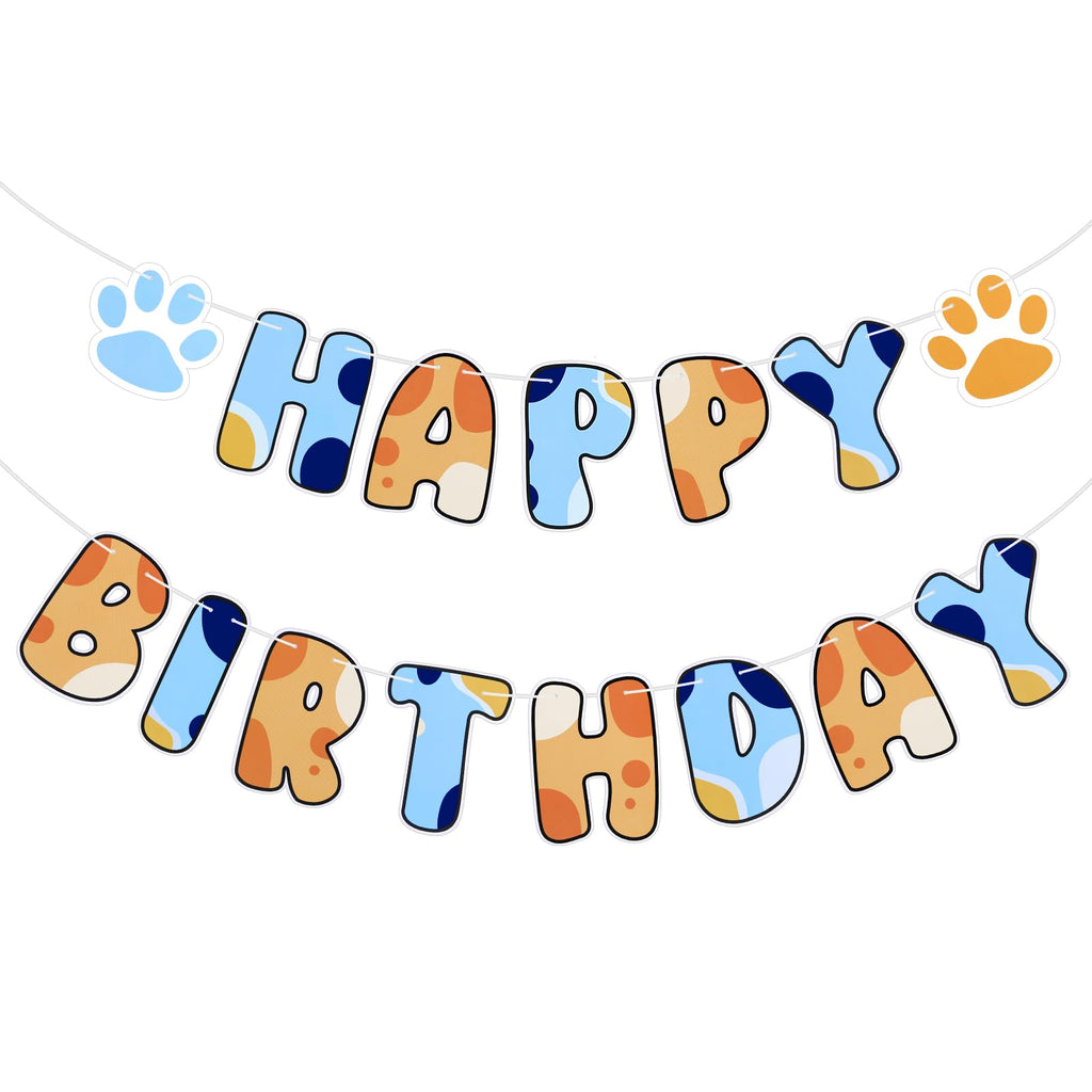 Chiisong Blue Dog Birthday Banner – Blue & Orange Party Decorations