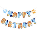 Chiisong Blue Dog Birthday Banner – Blue & Orange Party Decorations