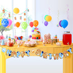 Chiisong Blue Dog Birthday Banner – Blue & Orange Party Decorations