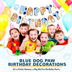 Chiisong Blue Dog Birthday Banner – Blue & Orange Party Decorations