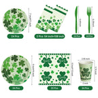 Childom St Patrick's Day 147-Pc Disposable Tableware Set with Green Tablecloth