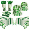 Childom St Patrick's Day 147-Pc Disposable Tableware Set with Green Tablecloth