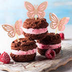 Chinco 48 Pcs Butterfly Cupcake Toppers - 3D Glitter Pink Double Layer Picks for Baby Shower, Wedding