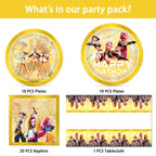 Chinovi Demon Hunters Birthday Decorations – 20 Plates, 20 Napkins & 1 Table Cover | K-Pop Party Supplies