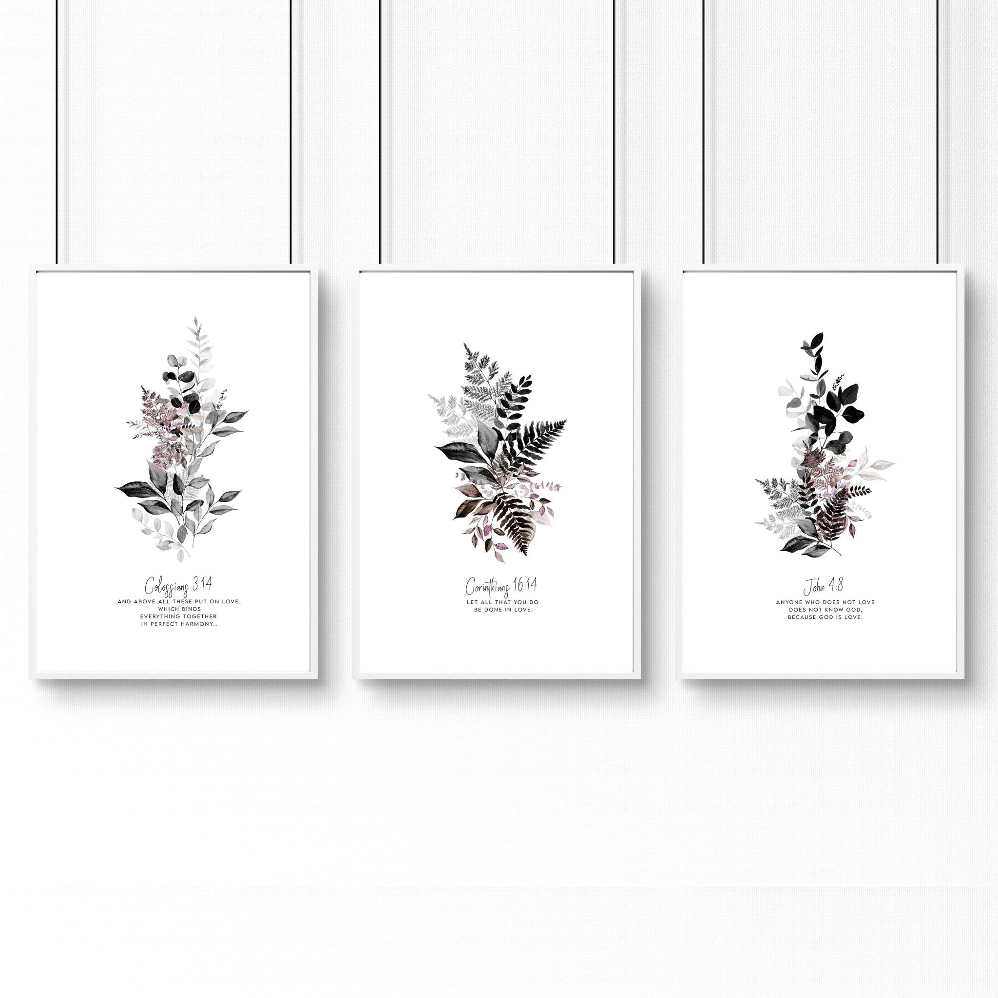 Christian artwork | Set of 3 framed wall art