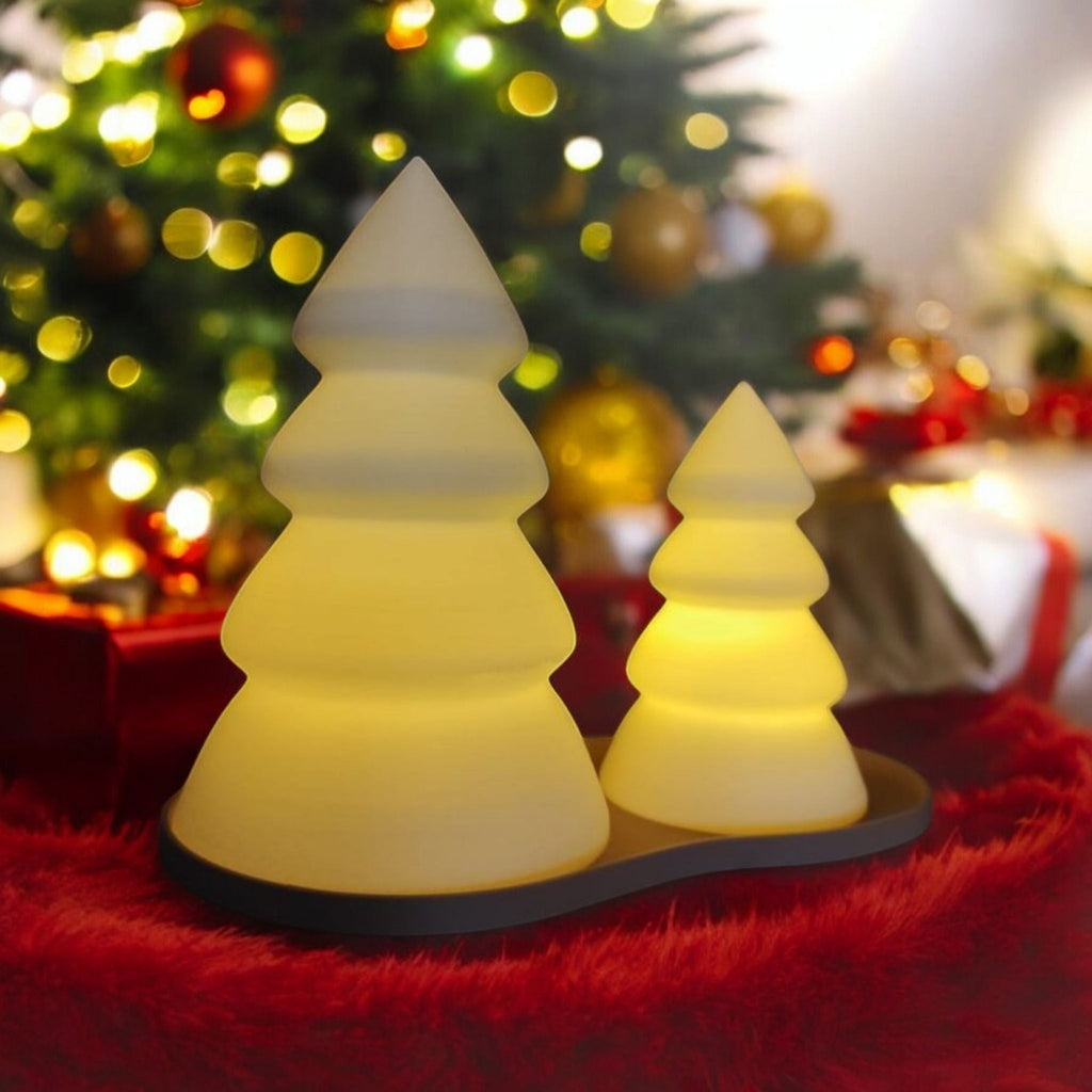 3D Printed Christmas Tree Tealight Holder Set - Festive Xmas Decor