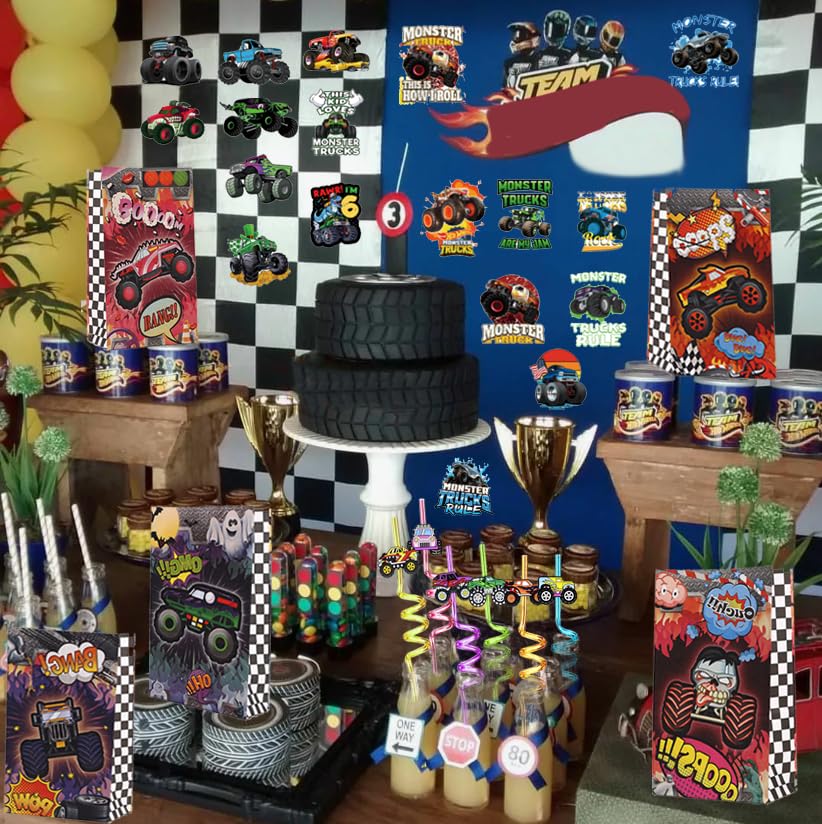 CHSLtmxq 110-Pieces Monster Truck Party Favors Set | Monster Jam Birthday Decorations