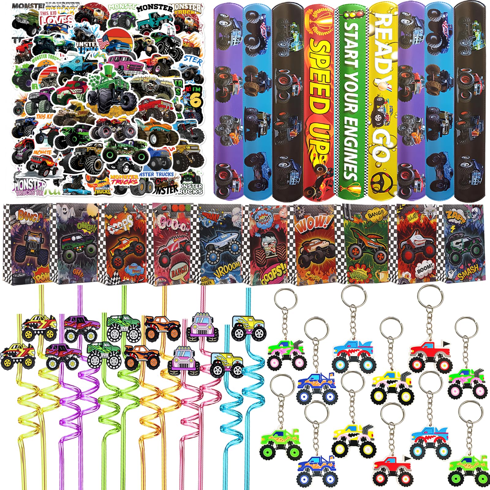CHSLtmxq 110-Pieces Monster Truck Party Favors Set | Monster Jam Birthday Decorations
