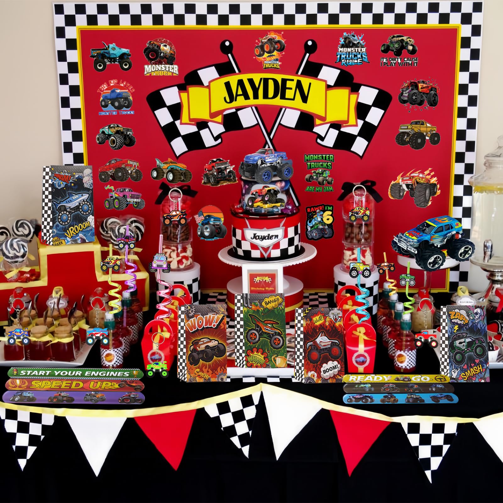 CHSLtmxq 110-Pieces Monster Truck Party Favors Set | Monster Jam Birthday Decorations