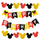 CHuangQi Colorful Happy Birthday Banner with Mickey Style Bunting – Mickey Theme Party Supplies