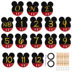 CHuangQi Mickey Themed Birthday Photo Banner & ONE High Chair Banner NB–12M