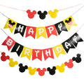 CHuangQi Colorful Happy Birthday Banner with Mickey Style Bunting – Mickey Theme Party Supplies