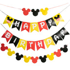 CHuangQi Colorful Happy Birthday Banner with Mickey Style Bunting – Mickey Theme Party Supplies