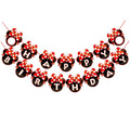 CHuangQi Minnie Banner – Red Bow Polka Dots, 15 Letters, 1st Birthday Decor