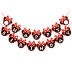CHuangQi Minnie Banner – Red Bow Polka Dots, 15 Letters, 1st Birthday Decor