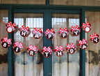 CHuangQi Minnie Banner – Red Bow Polka Dots, 15 Letters, 1st Birthday Decor