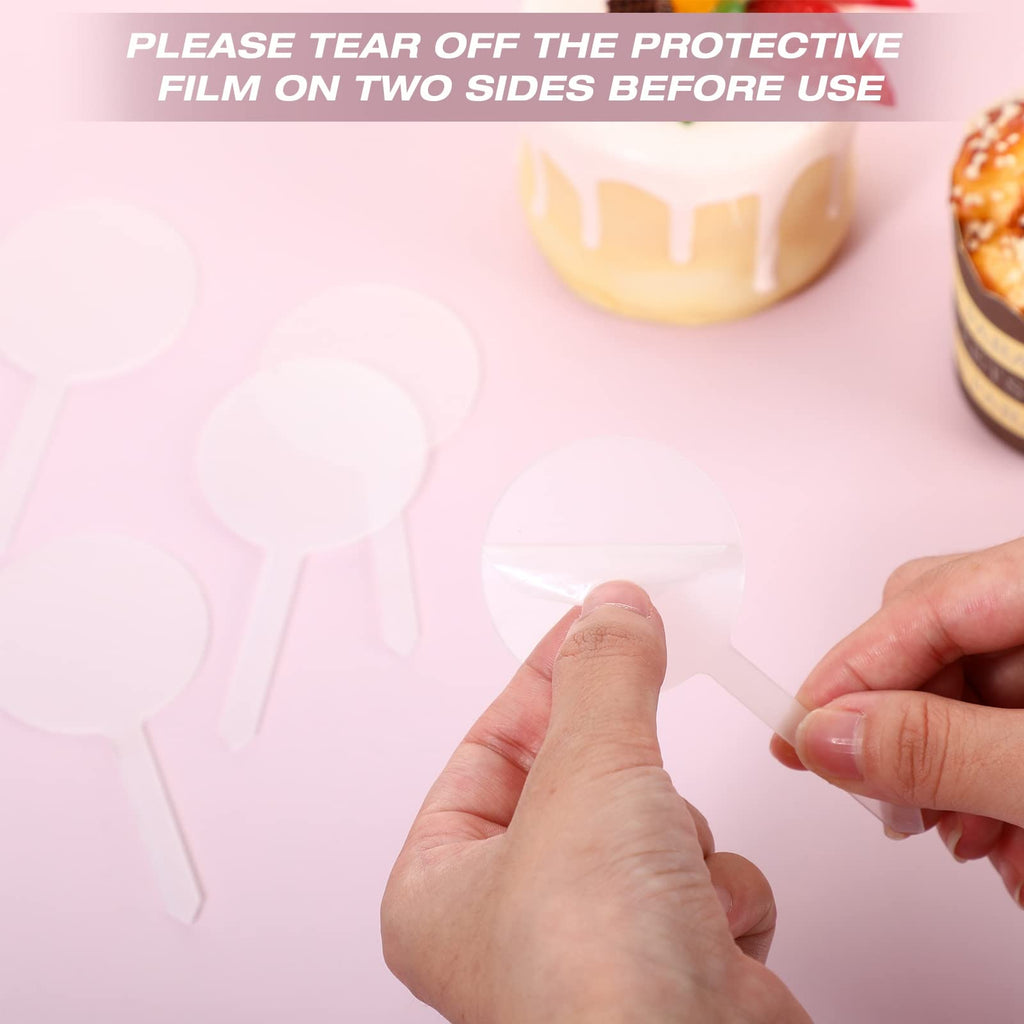 Chunful 30-Pack 2-Inch Circle Acrylic Cupcake Toppers with Sticks – DIY Blank Cake Decor for Birthday, Wedding, Easter & Baby Shower