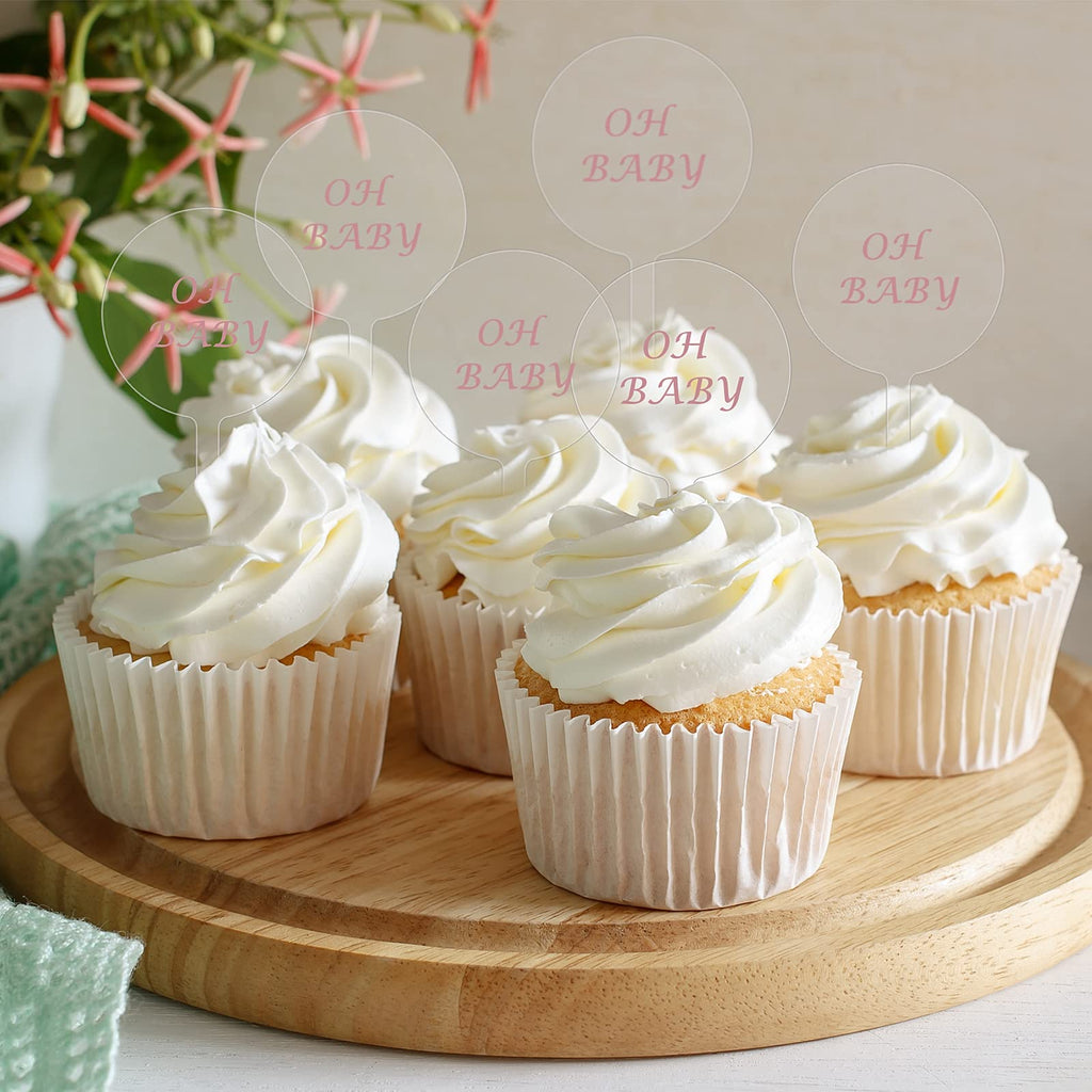 Chunful 30-Pack 2-Inch Circle Acrylic Cupcake Toppers with Sticks – DIY Blank Cake Decor for Birthday, Wedding, Easter & Baby Shower