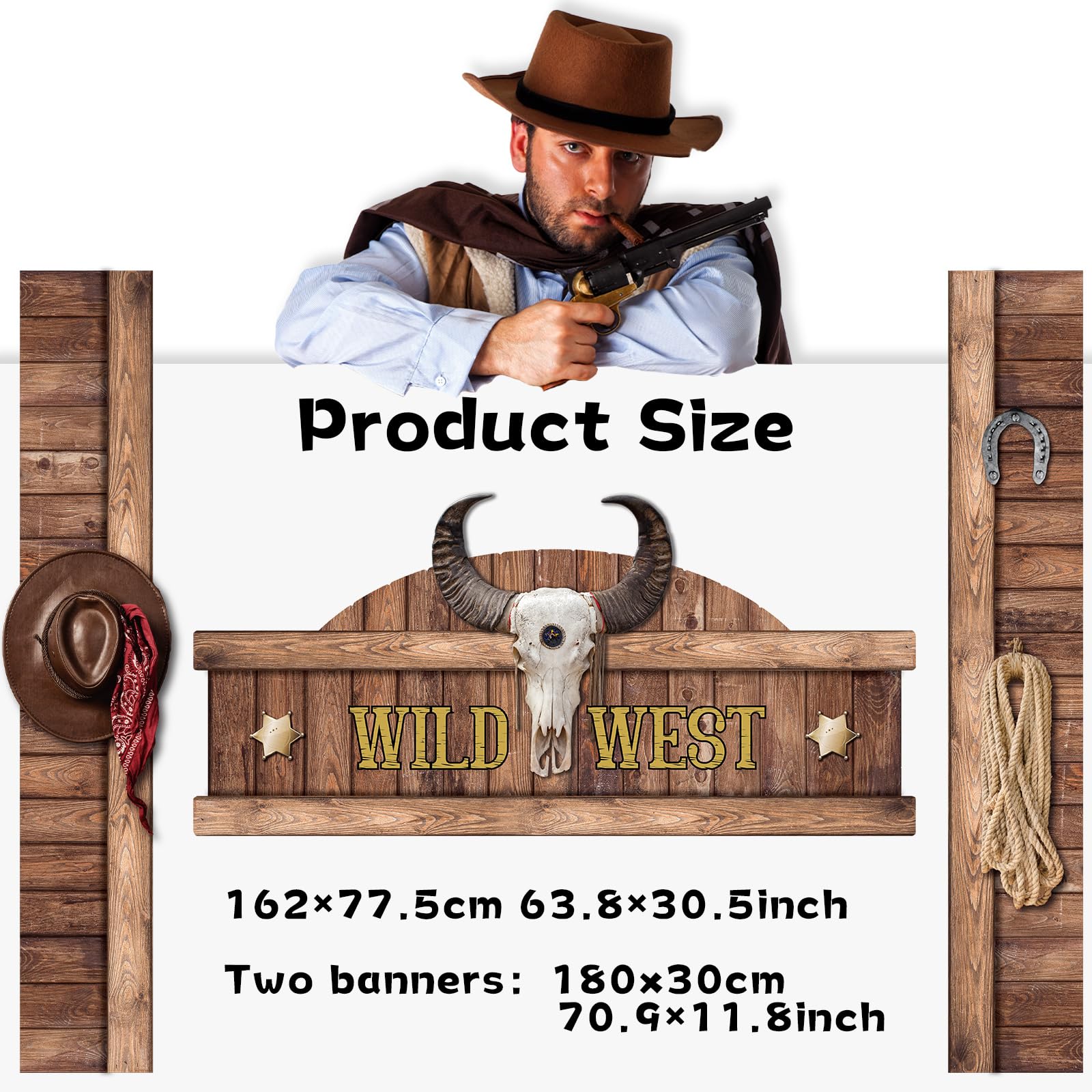 CHUNNIN West Cowboy Party Door Decoration | Wild West Saloon Banner