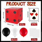 CHUNNIN 60-Piece Casino Theme Party Decoration Set | Dice Boxes, Balloons & Giant Cards