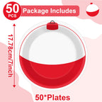 CHUNNIN 50-Piece Gone Fishing Party Plates | 7-Inch Bobber Disposable Tableware