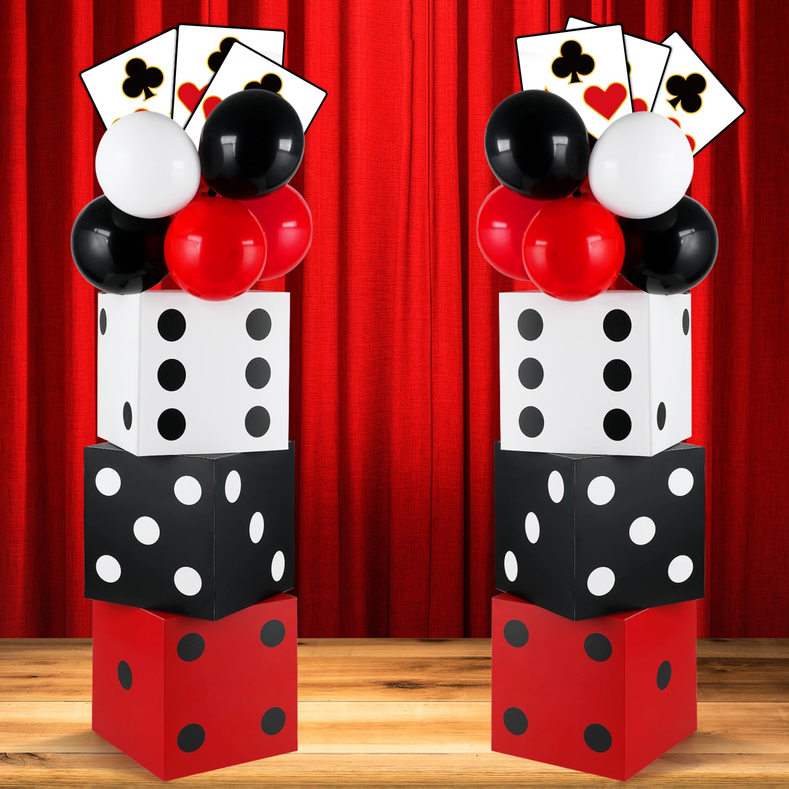 CHUNNIN 60-Piece Casino Theme Party Decoration Set | Dice Boxes, Balloons & Giant Cards