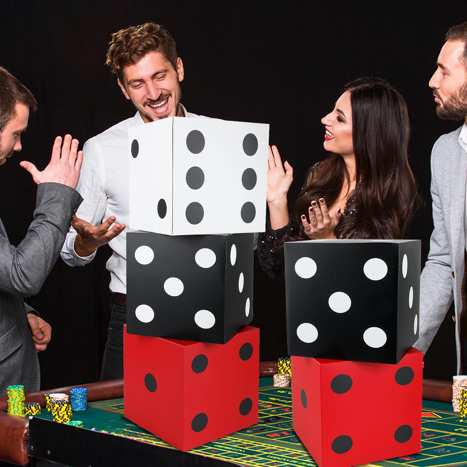CHUNNIN 60-Piece Casino Theme Party Decoration Set | Dice Boxes, Balloons & Giant Cards