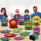 CHUNNIN 96Pcs Super Theme Hero Party Plates Napkins Forks Set for 24 Guests