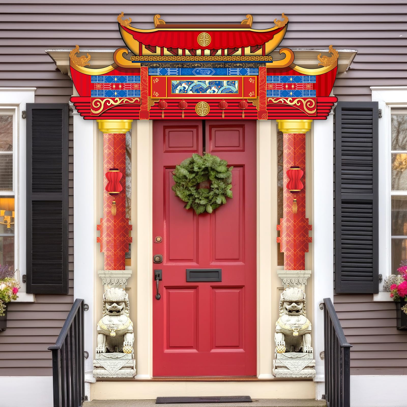 CHUNNIN Chinese New Year Door Banner 2026 – Lunar Festival Backdrop Set with Ropes