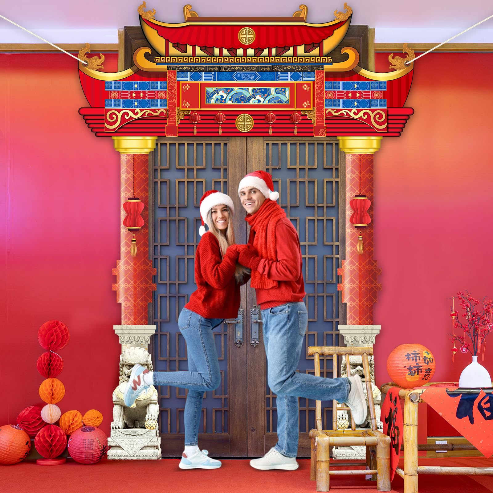 CHUNNIN Chinese New Year Door Banner 2026 – Lunar Festival Backdrop Set with Ropes