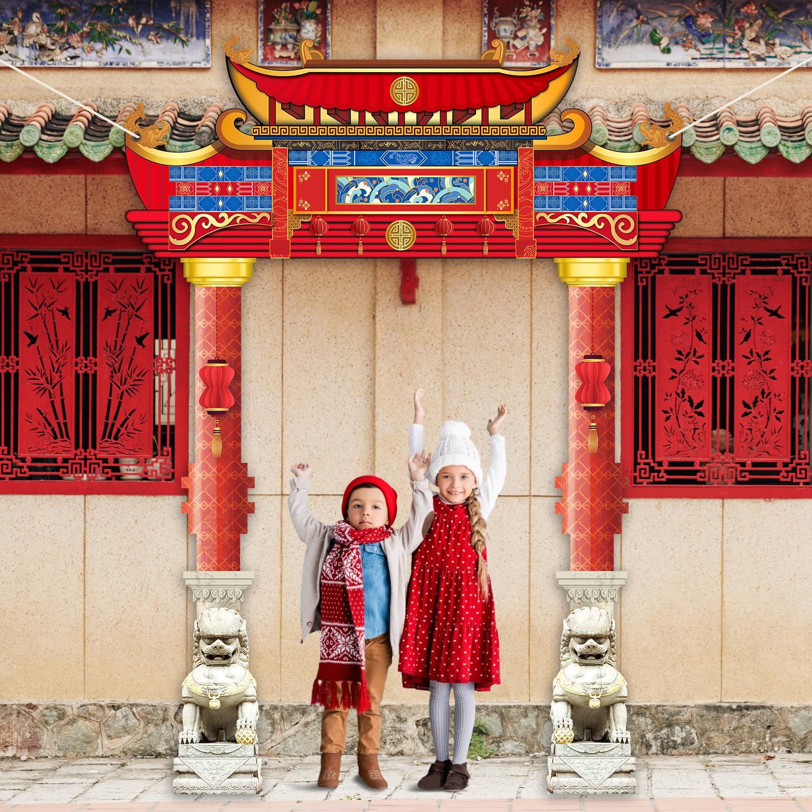 CHUNNIN Chinese New Year Door Banner 2026 – Lunar Festival Backdrop Set with Ropes