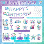 CHUNNIN Mermaid Birthday Decorations Kit — Ocean Mermaid Centerpieces, Hanging Swirls & Banner