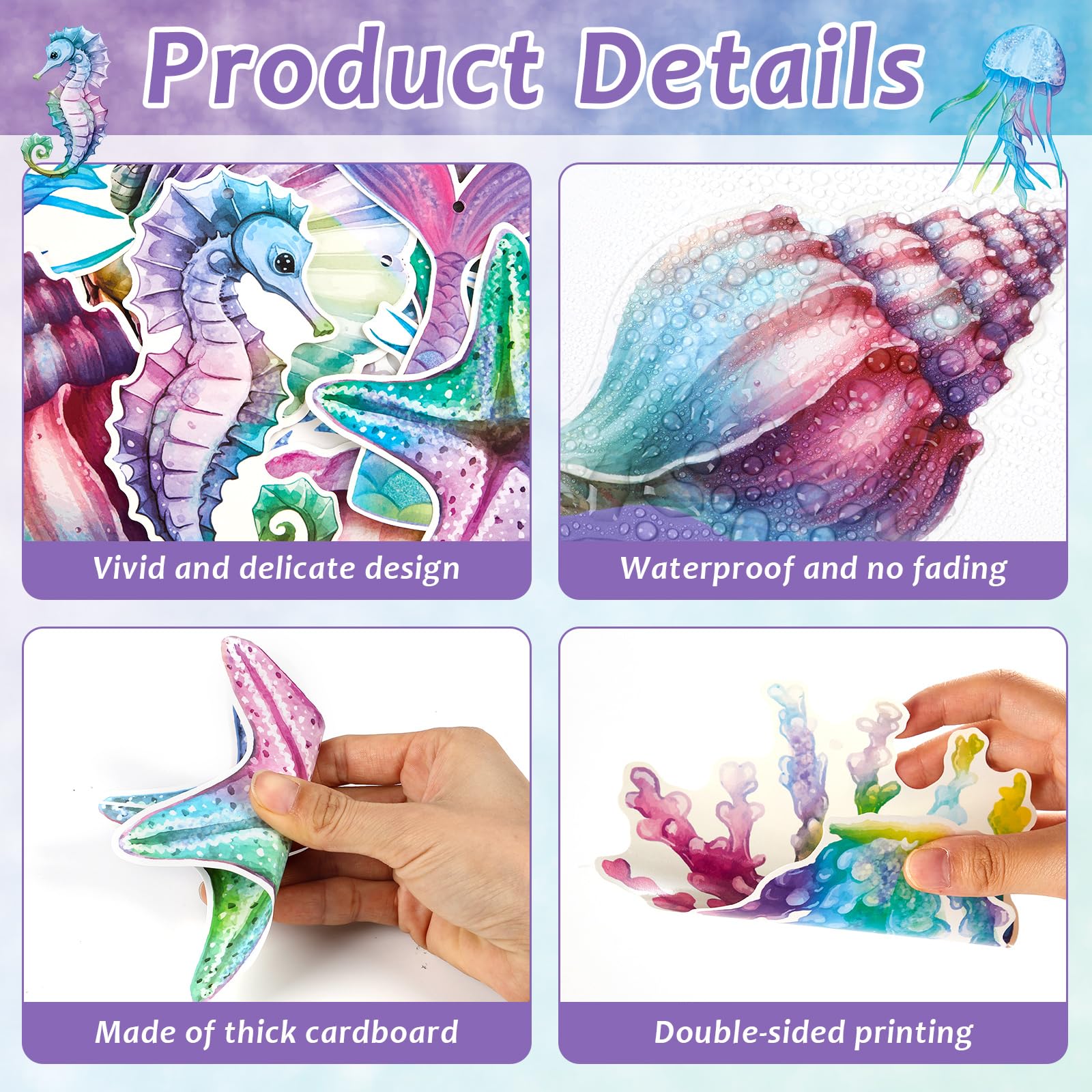 CHUNNIN Mermaid Birthday Decorations Kit — Ocean Mermaid Centerpieces, Hanging Swirls & Banner