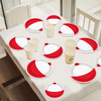 CHUNNIN 50-Piece Gone Fishing Party Plates | 7-Inch Bobber Disposable Tableware
