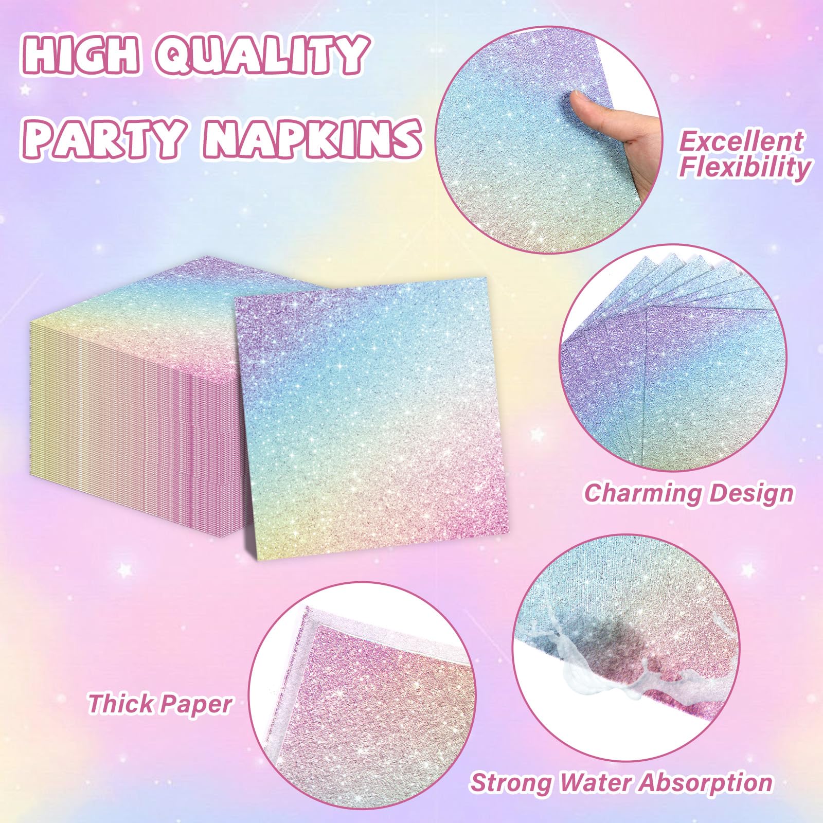 CHUNNIN 96-Piece Pastel Rainbow Party Set: Plates, Napkins & Forks for 24 Guests – Colorful Birthday & Baby Shower Decor