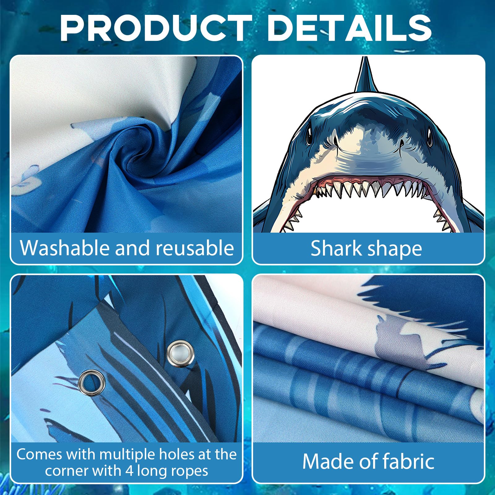 CHUNNIN Shark Party Porch Banner – Ocean Shark Door Decoration & Photo Backdrop