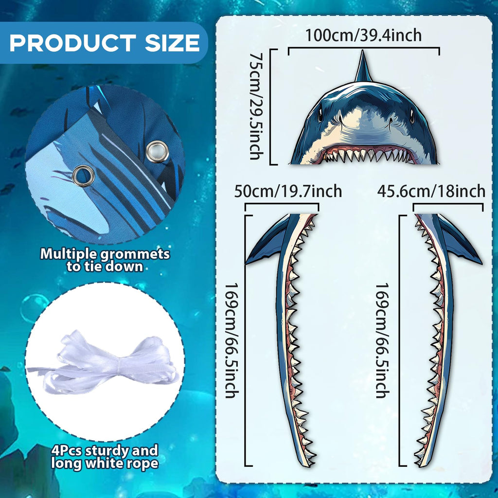 CHUNNIN Shark Party Porch Banner – Ocean Shark Door Decoration & Photo Backdrop