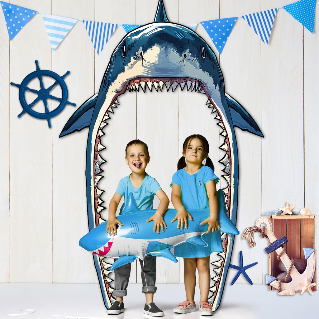 CHUNNIN Shark Party Porch Banner – Ocean Shark Door Decoration & Photo Backdrop