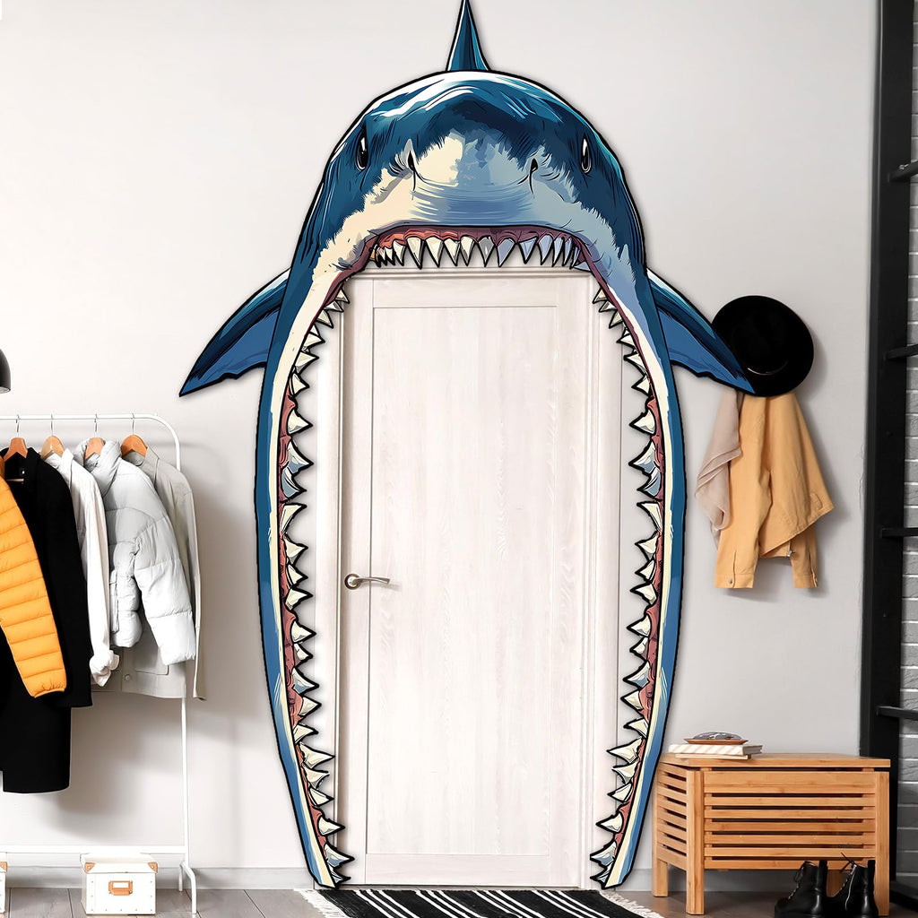 CHUNNIN Shark Party Porch Banner – Ocean Shark Door Decoration & Photo Backdrop