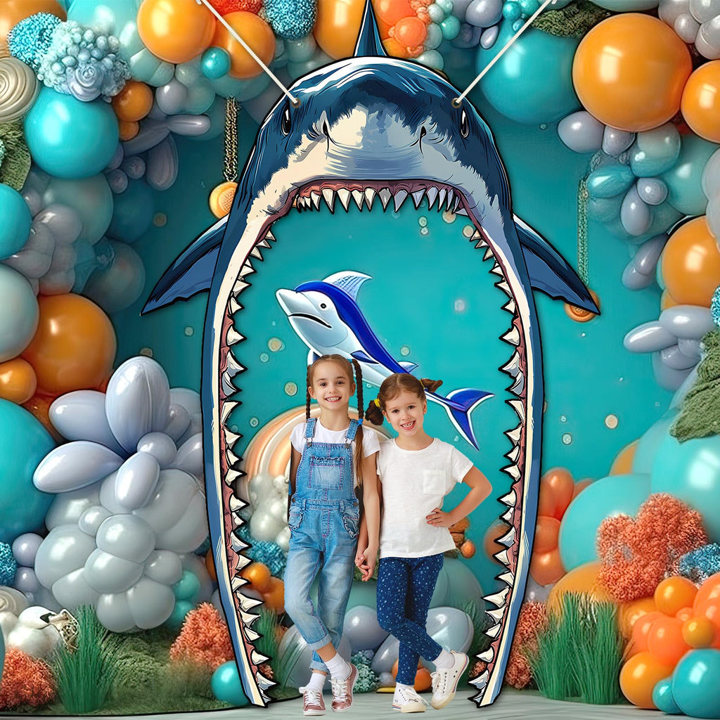 CHUNNIN Shark Party Porch Banner – Ocean Shark Door Decoration & Photo Backdrop