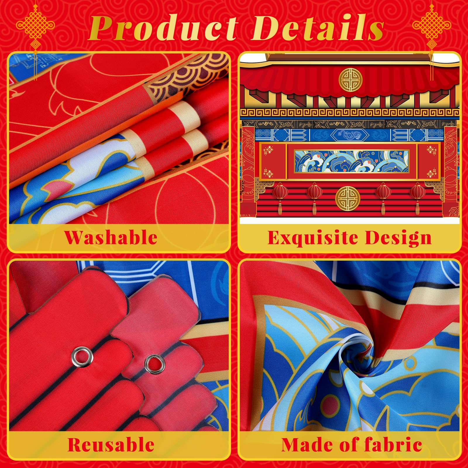 CHUNNIN Chinese New Year Door Banner 2026 – Lunar Festival Backdrop Set with Ropes