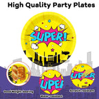 CHUNNIN 60 Pcs Super Theme Hero Party Plates – 9in Disposable Birthday Tableware