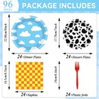 CHUNNIN 96PCS Cartoon Story Party Plates & Napkins – Toy-Inspired Tableware for 24 Guests
